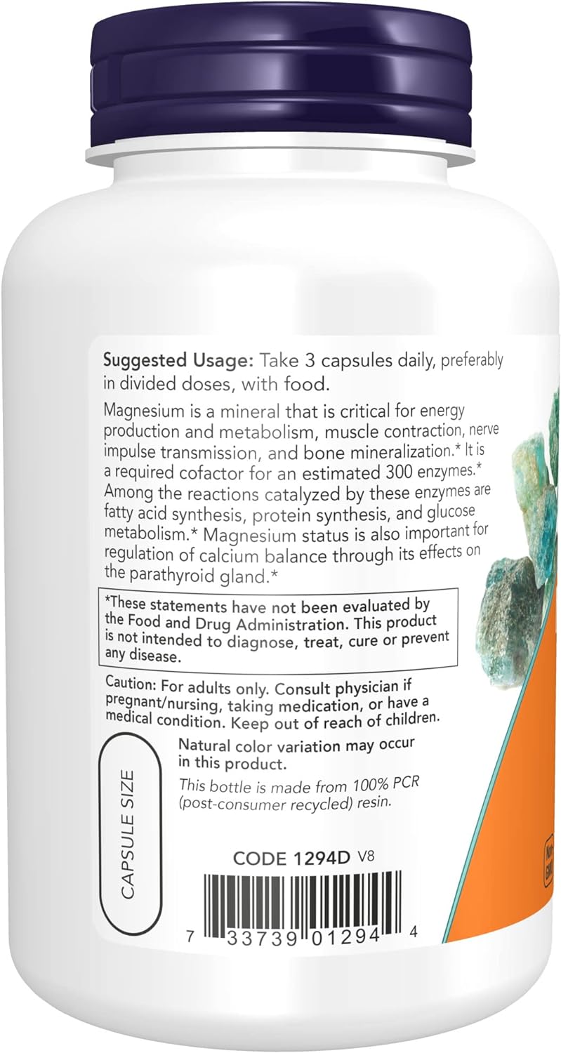 NOW Magnesium Citrate(120 veg Capsules) - Image 3