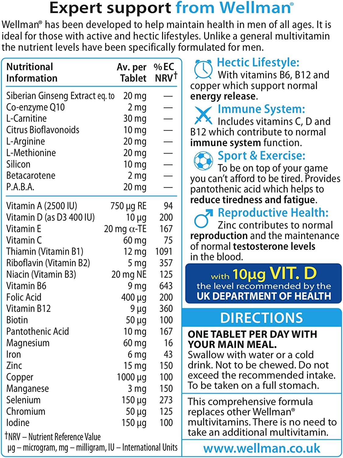 Vitabiotics Wellman Original(30Tablets) - Image 2