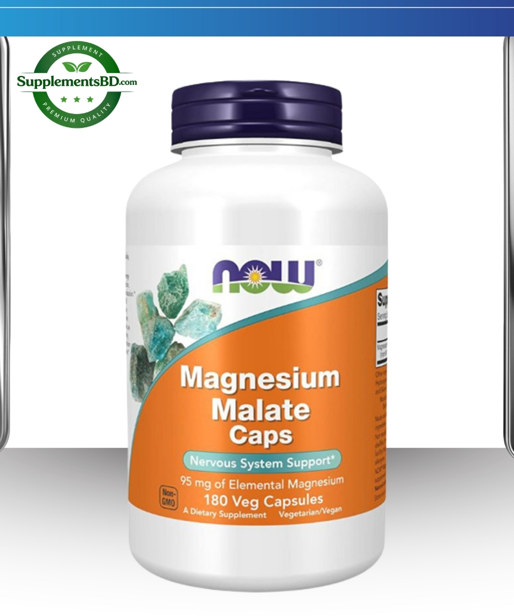 NOW Foods Magnesium Malate Caps with 95mg (180 Veg Capsules)